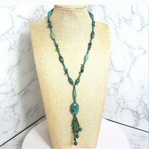 TOGGLE Faux Stone Beaded Tassel Necklace